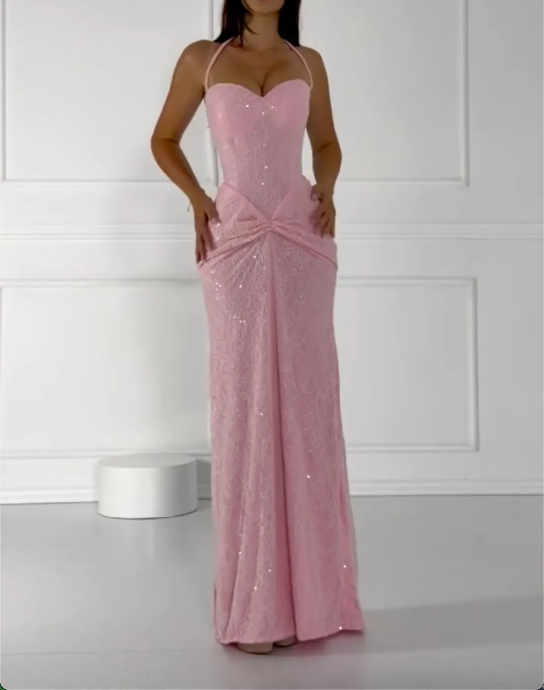 Halters Neck Lace & Sequin Evening Gown Set - Mermaid Formal Dresses in 2 Colors