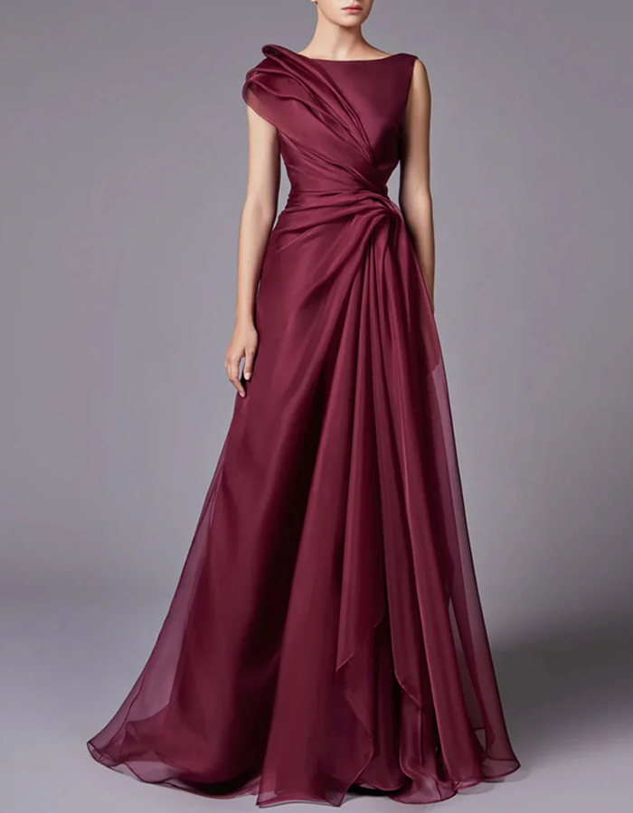 Sleeveless Cinched-Waist Floor-Length Maxi Dress