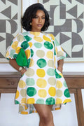 All Over Print Puff Sleeve Loose Fit Mini Dresses-Multicolor [Pre Order]