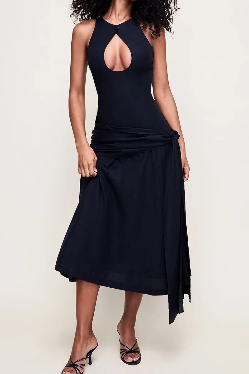 Women's Elegant Long Dress With Cutout Neckline