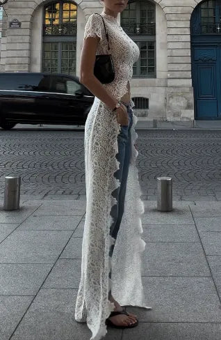 Lace High Low Maxi Longline Top