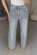Fashion Sparkling Full Rhinestone Washed Jeans