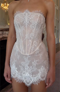 White Strapless Lace Corset Mini Dress with Beaded Embellishments