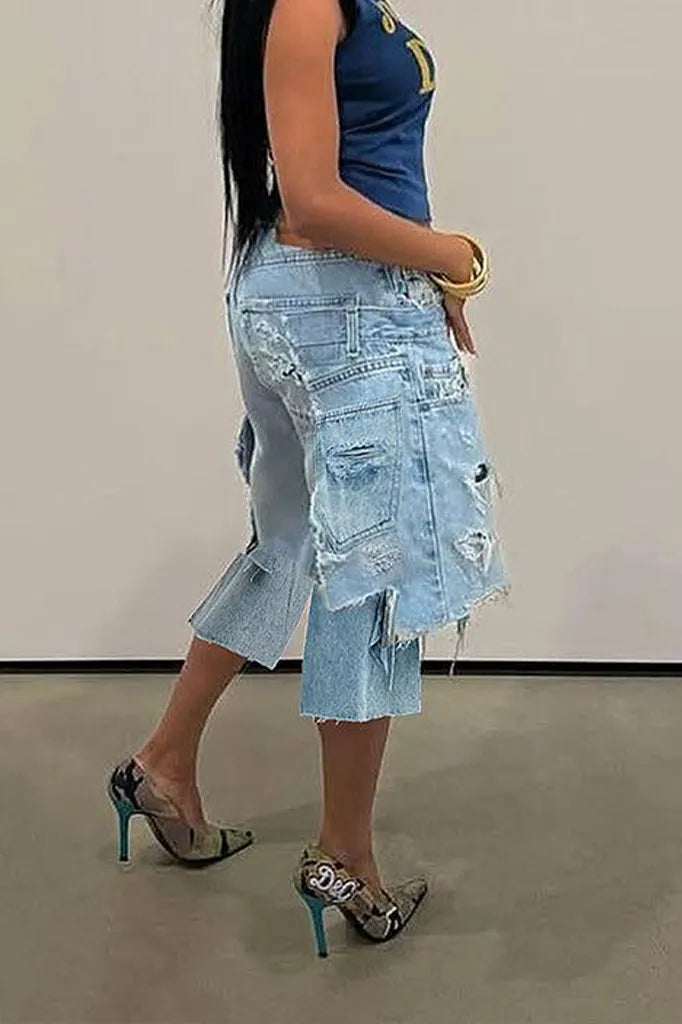 Hot Selling Women's Casual Washed Denim Shorts