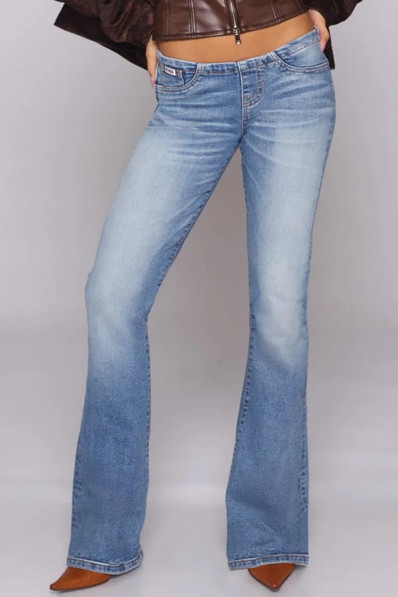 Women's Casual Pleated Skinny Flared Jeans