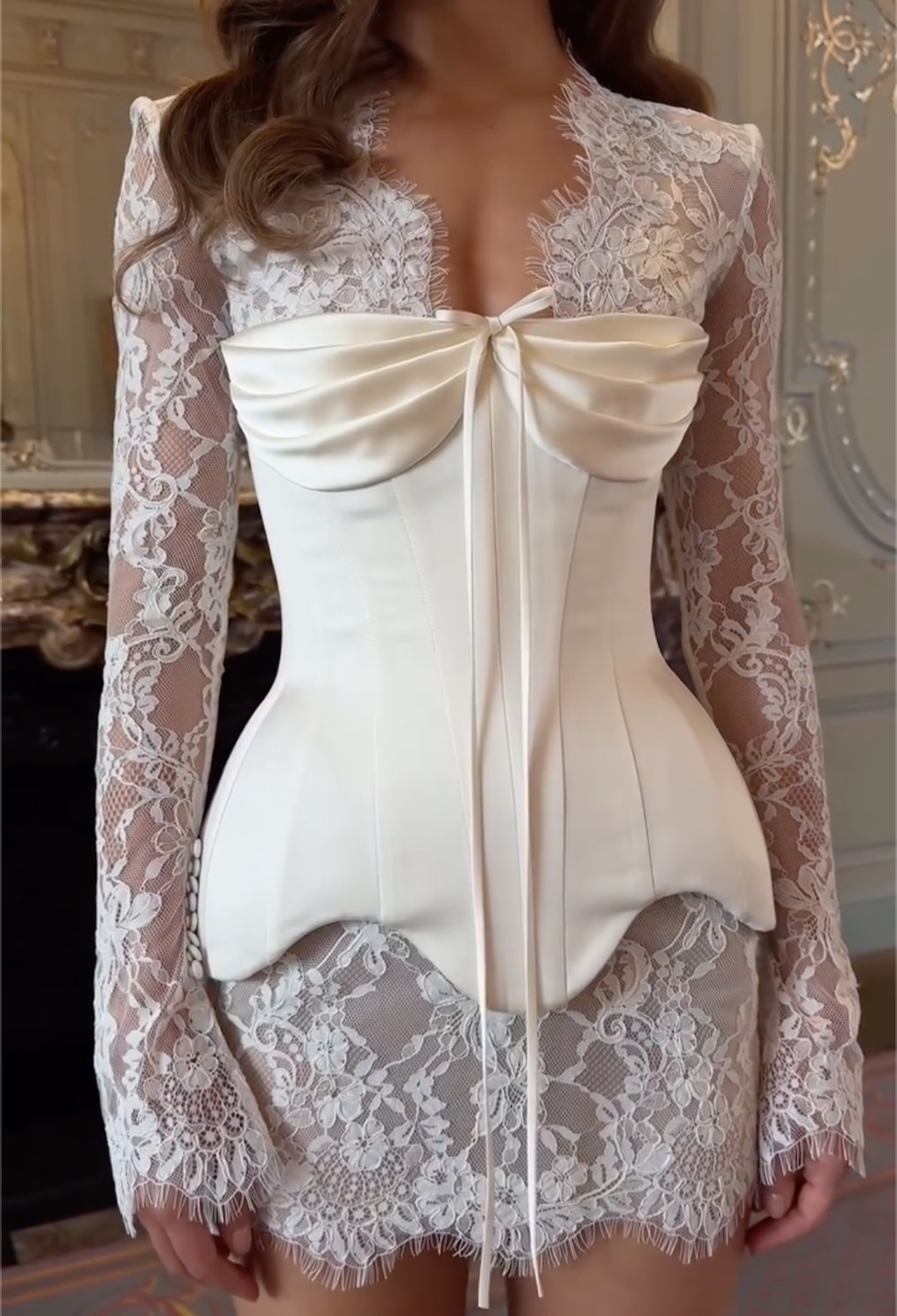 Ethereal Lace & Satin Corset Mini Dress