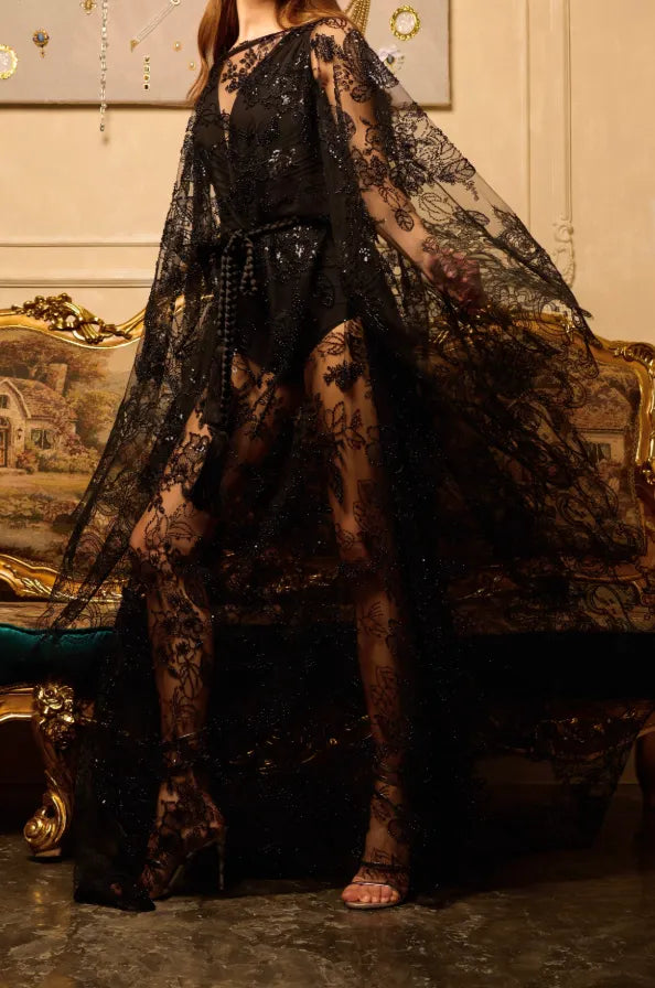 Black Embroidered Kaftan