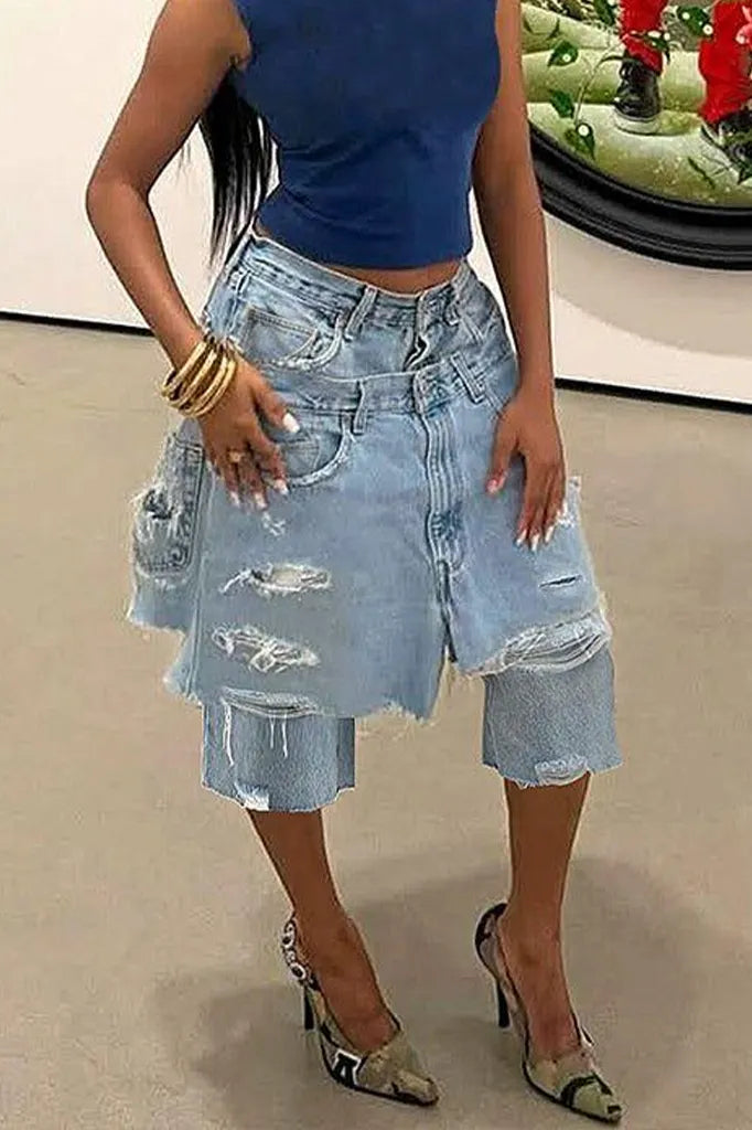 Hot Selling Women's Casual Washed Denim Shorts