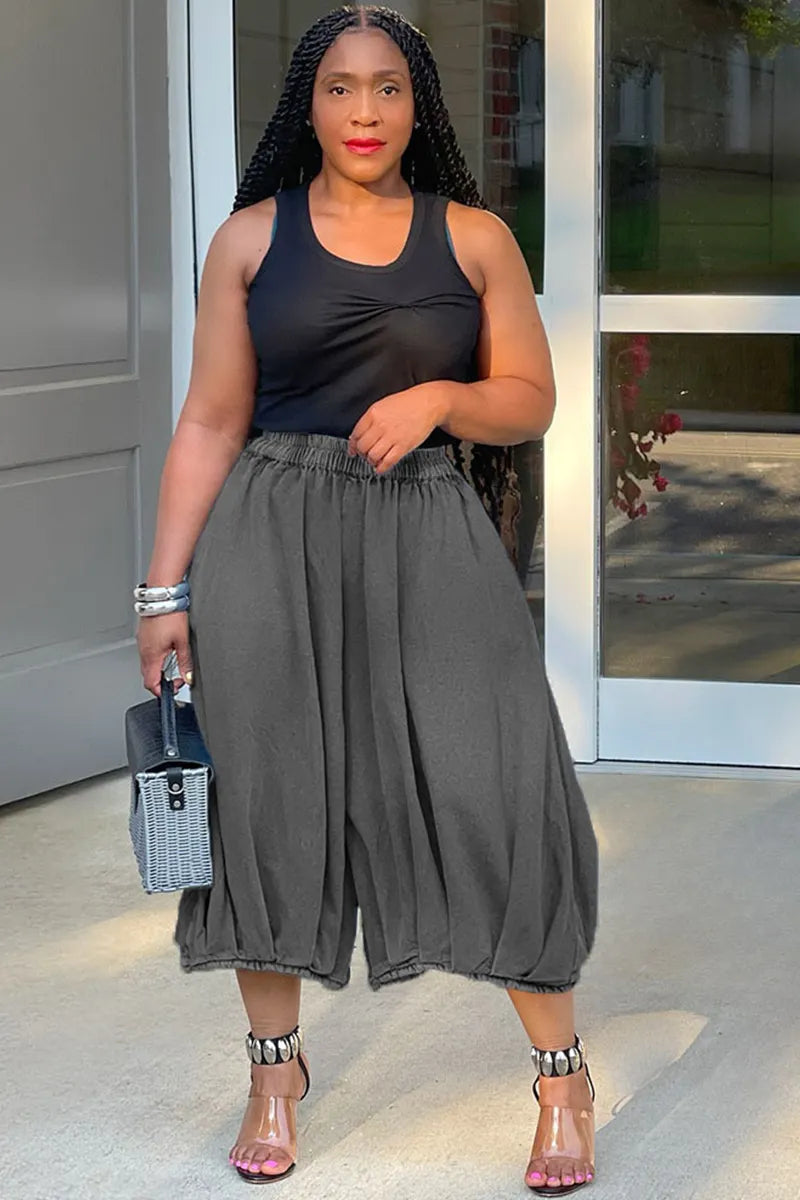 Women's Streetwear Wide-Leg Seven-Tenths Jeans