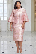 Pink Floral Flare 3/4 Sleeve Bodycon Satin Two Piece Dress Set