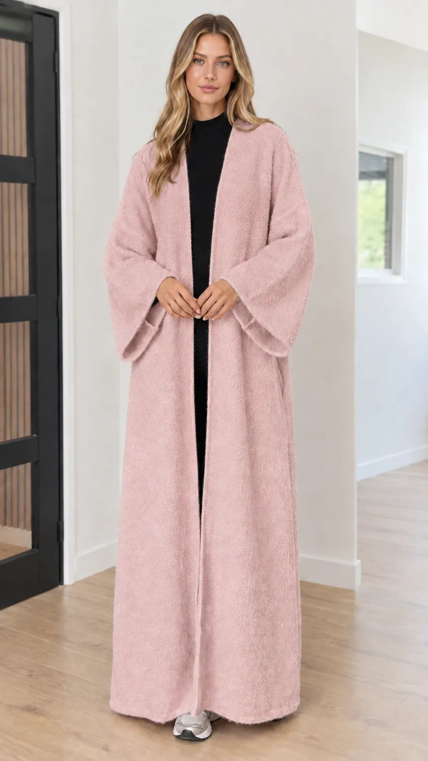 Women's Textured Bouclé Maxi Duster Cardigan Coat