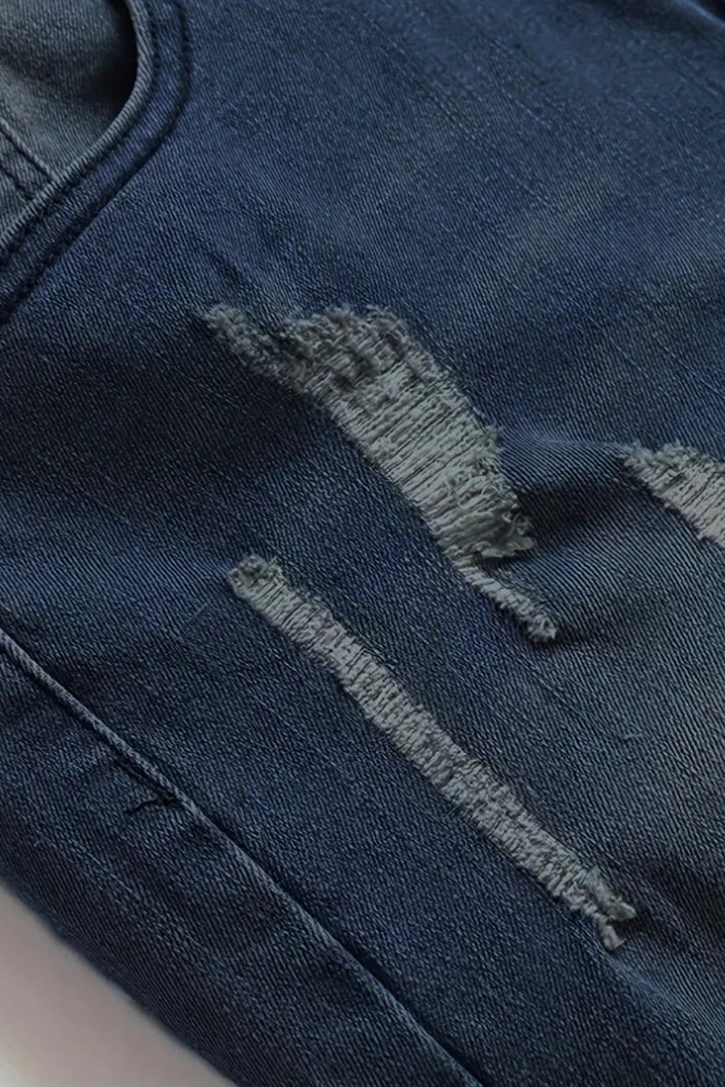 Men's Fashionable Casual Distressed Washed Skinny Fit Jeans