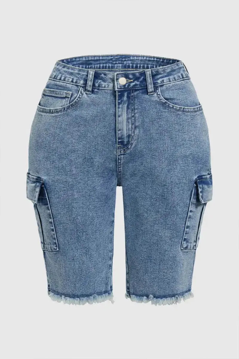 Women's Stretch Washed Side Pocket Denim Shorts