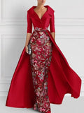 Sky Blue Floral Embellished Coat Gown – Elegant Formal Statement Dress