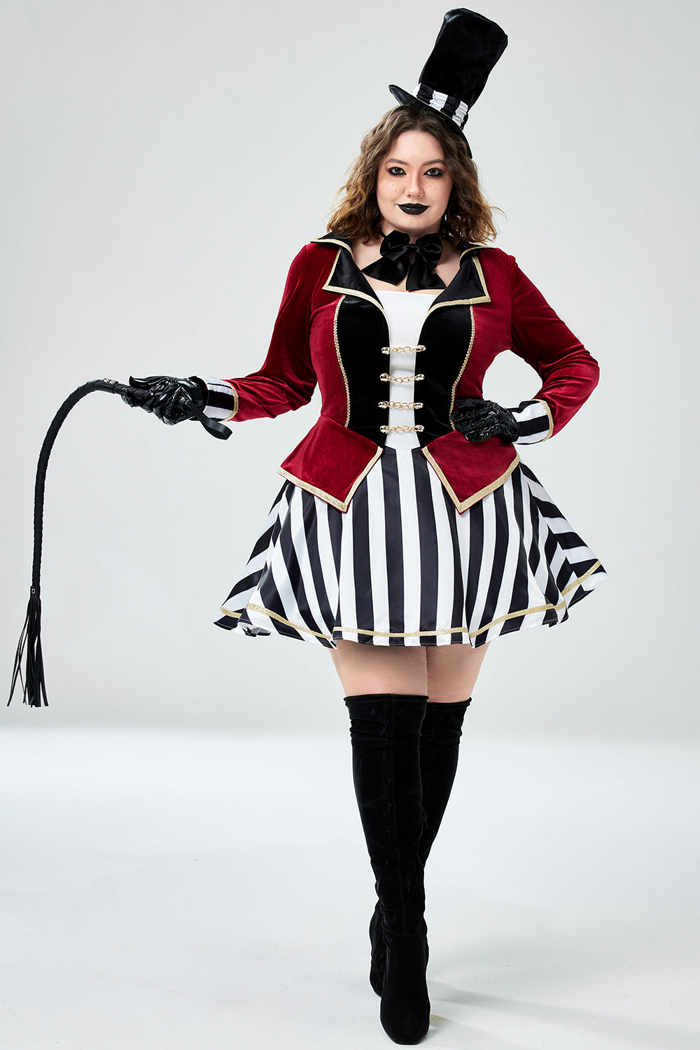 Halloween Costume Burgundy Velvet Mini Dress (With Hat And Bow Tie)(Ships 24h)