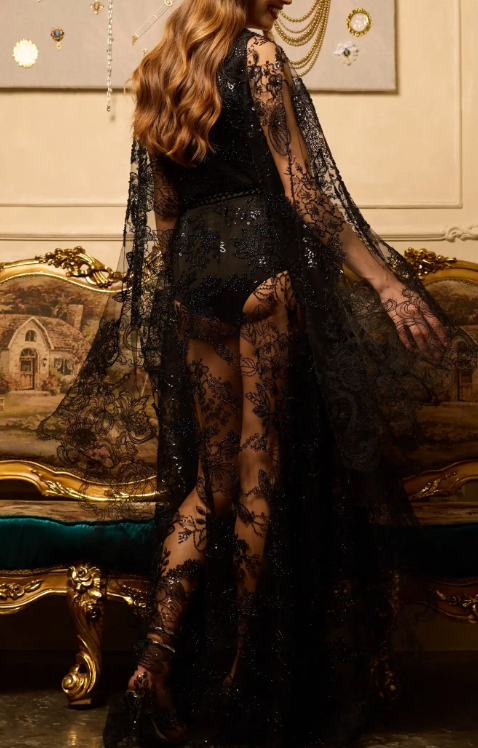 Black Embroidered Kaftan