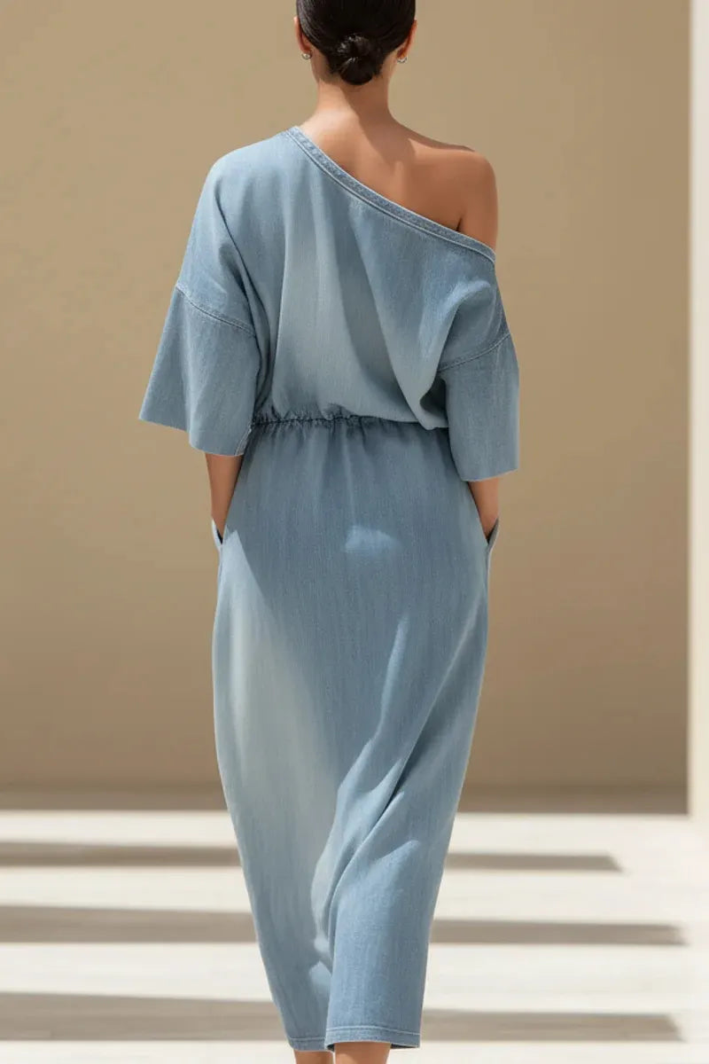 Hot Selling Women's Summer Casual Washed Denim Long Dress