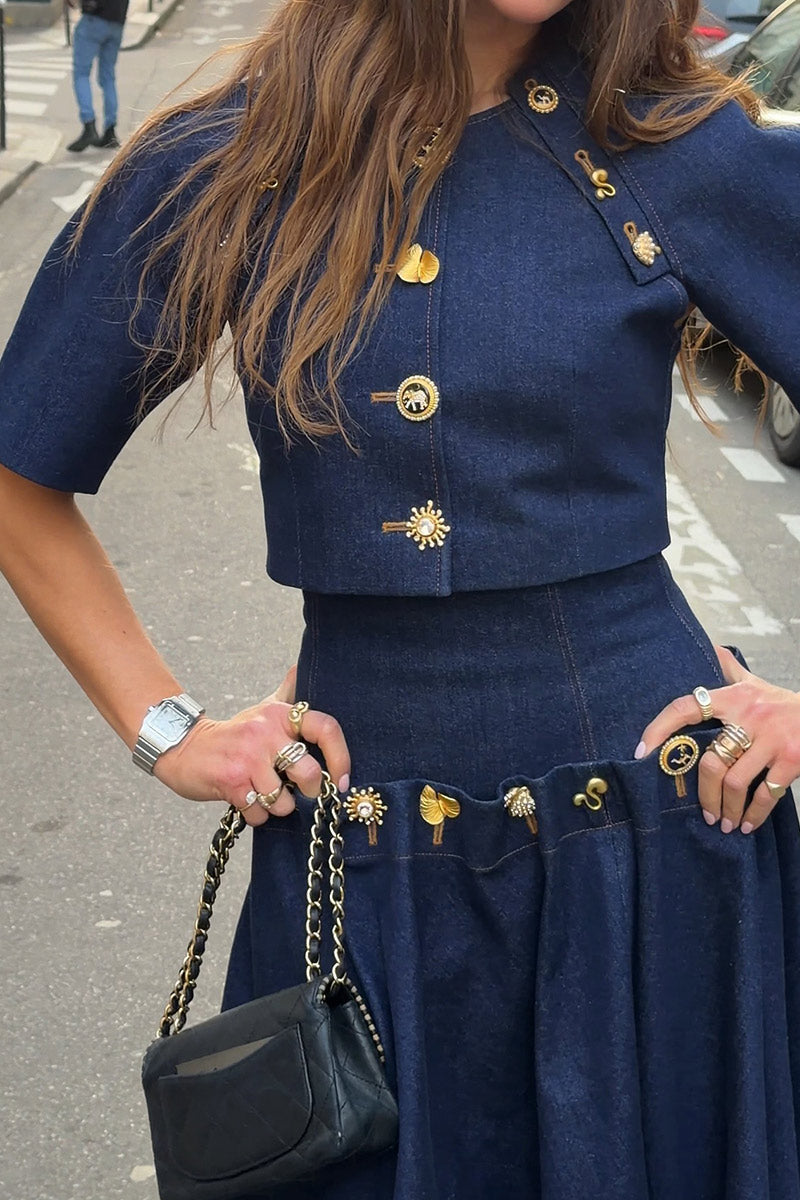 Hot Selling Women's Casual Denim Tops And Denim Long Dresses