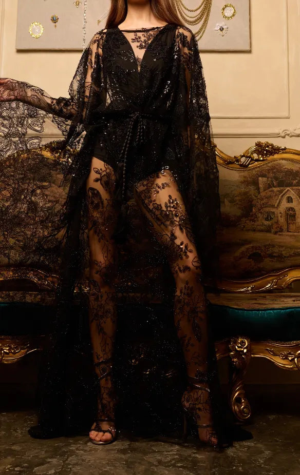 Black Embroidered Kaftan