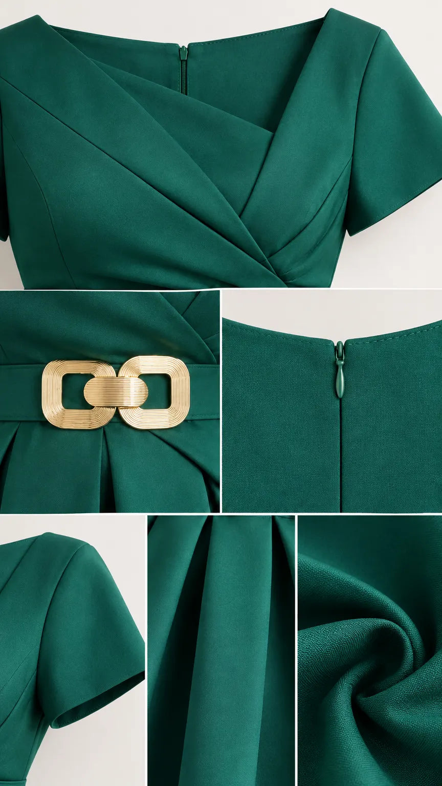 Asymmetrical Neckline Belted Pleated Midi A-Line Cocktail Dress