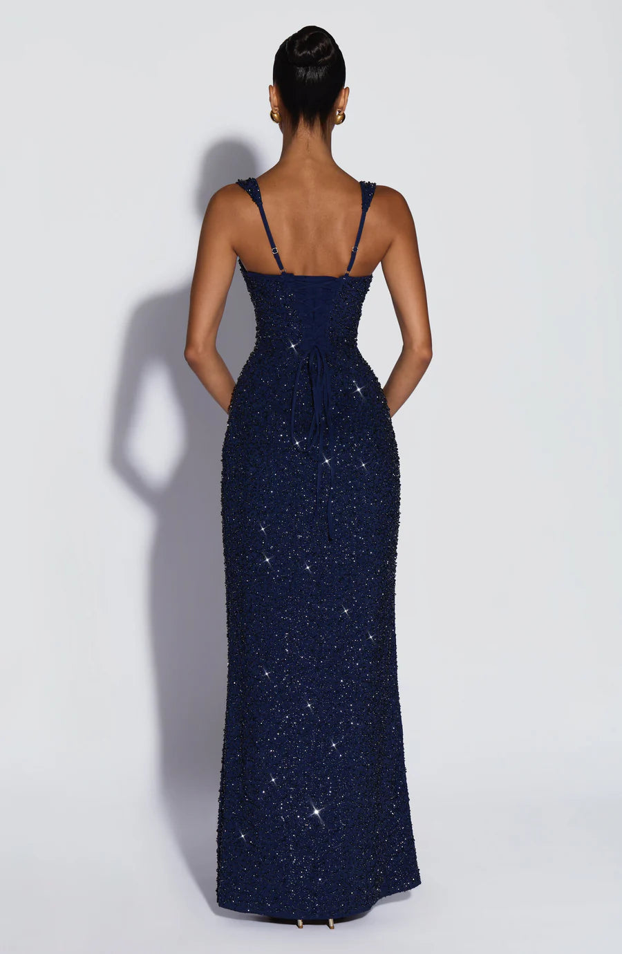 Blue Sequin Embellished Formal Maxi Dress Collection - Elegant Evening Gown for Prom & Galas