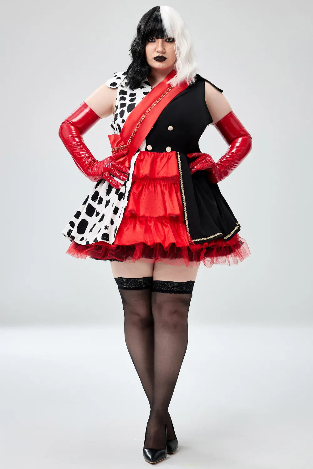 Halloween Costume Red Colorblock Tulle Mini Dress(Ships 24h)