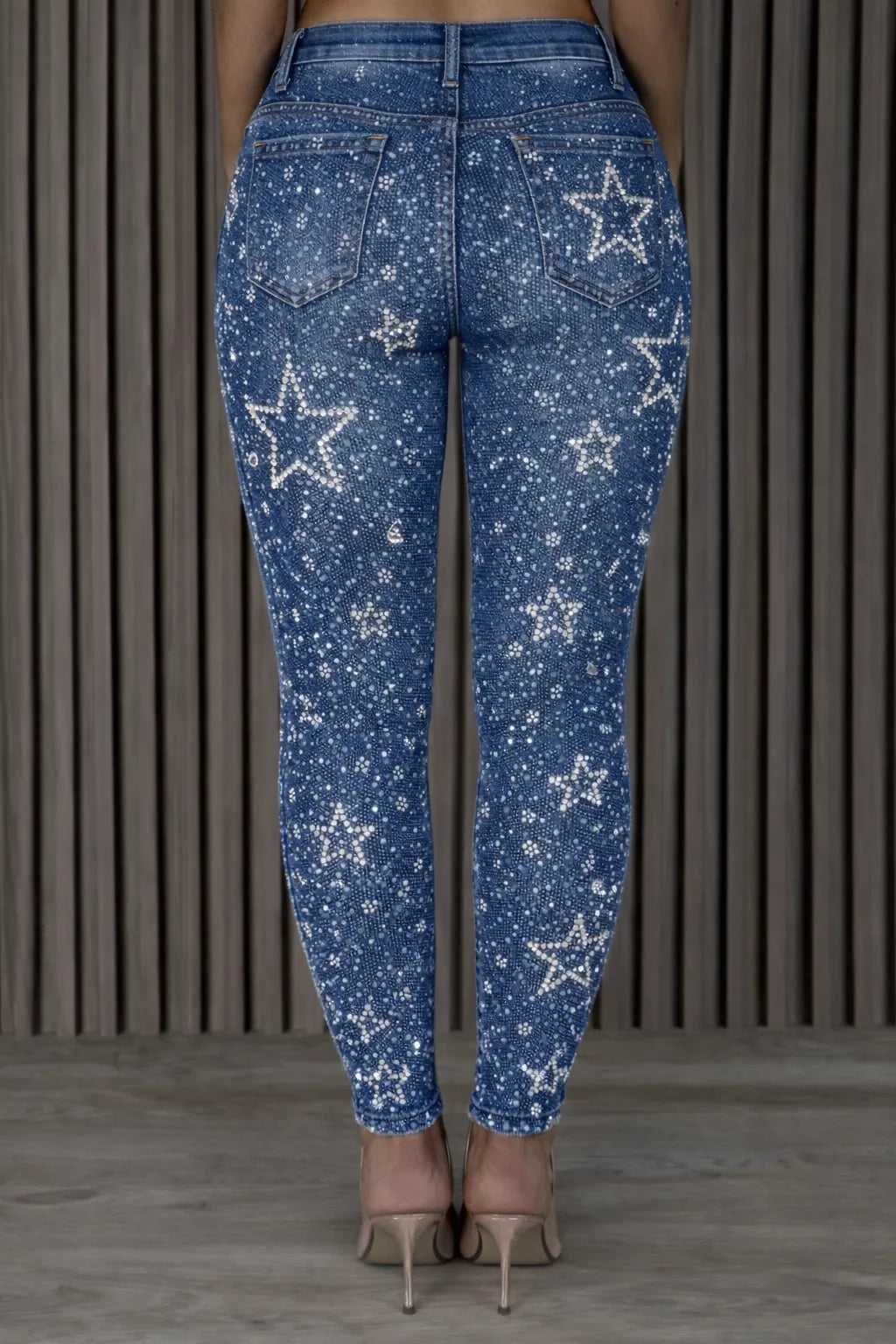 Women's Bestseller Fashion Star Pattern Rhinestone Skinny Jeans