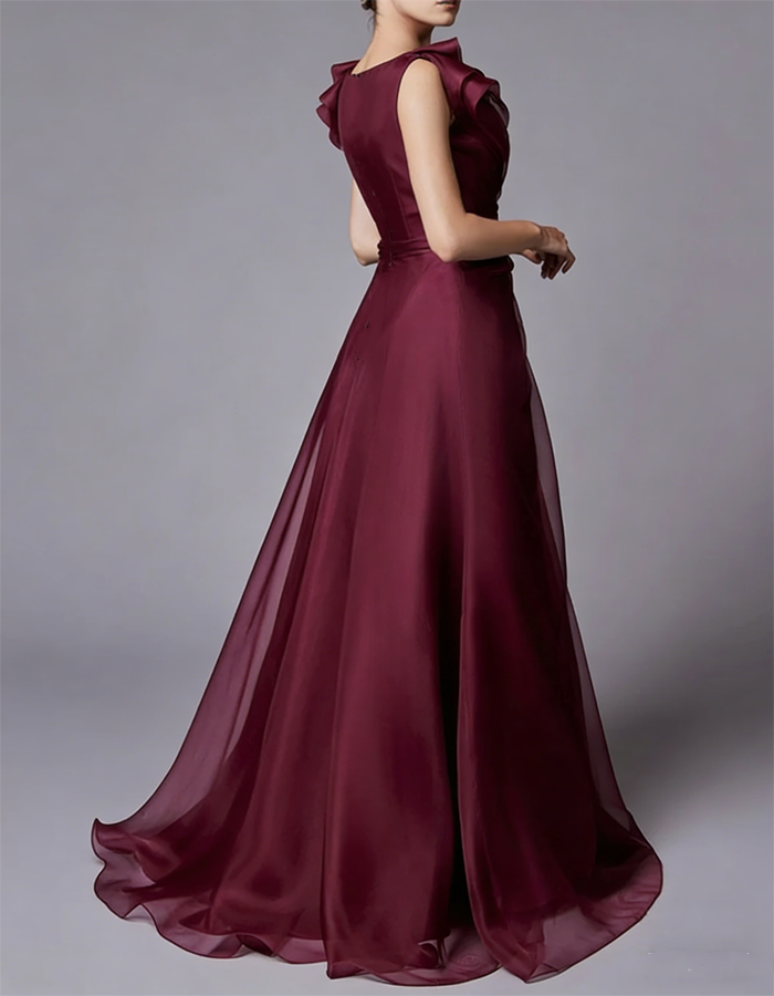 Sleeveless Cinched-Waist Floor-Length Maxi Dress