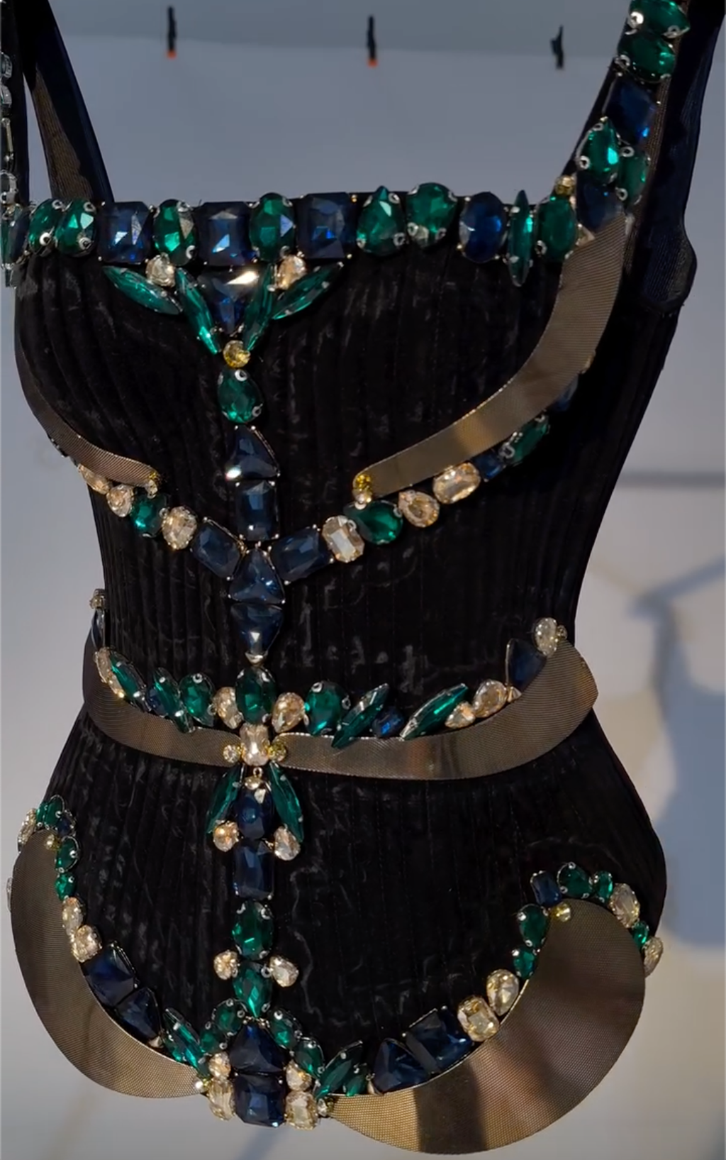 Black Velvet Corset Top with Crystal Embellishments