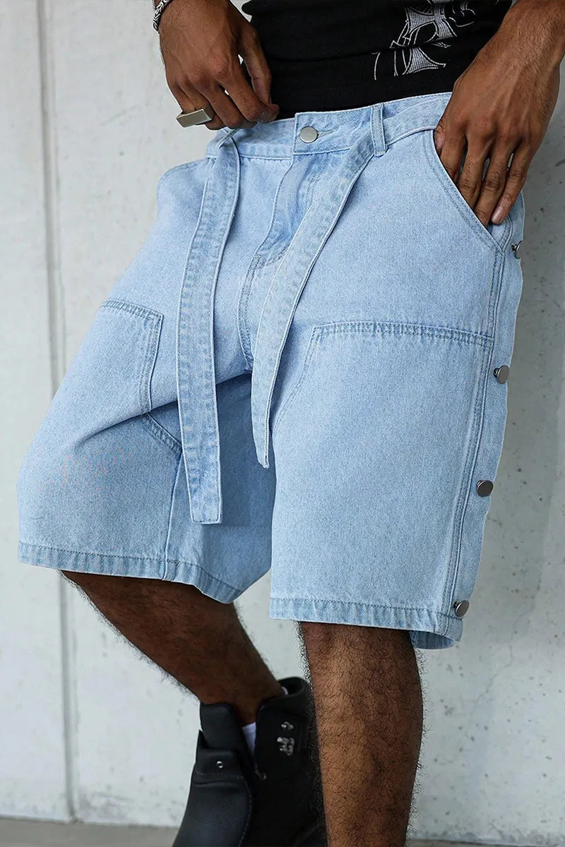Men's Faded Washed Loose Fit Vintage Casual Denim Shorts