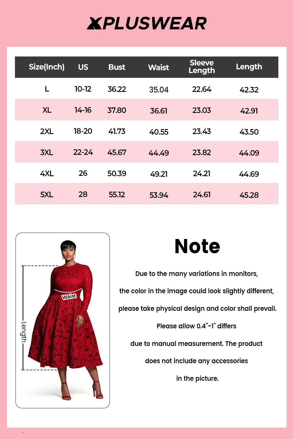 Red All Over Print Round Neck Long Sleeve Pocket Elegant Satin Midi Dresses