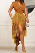 Women's Summer Casual Luxury Handmade Tassel Fringe Sleeveless Lapel Wrap Irregular Hem Dress