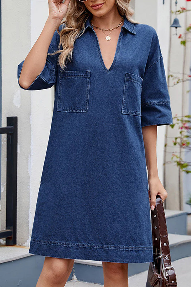 Hot Selling Women's Casual Washed Denim Dress