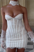 White Bridal Formal Dresses Collection: Corset Lace Wedding Gowns, Evening Prom & Bridesmaid Dresses for Women