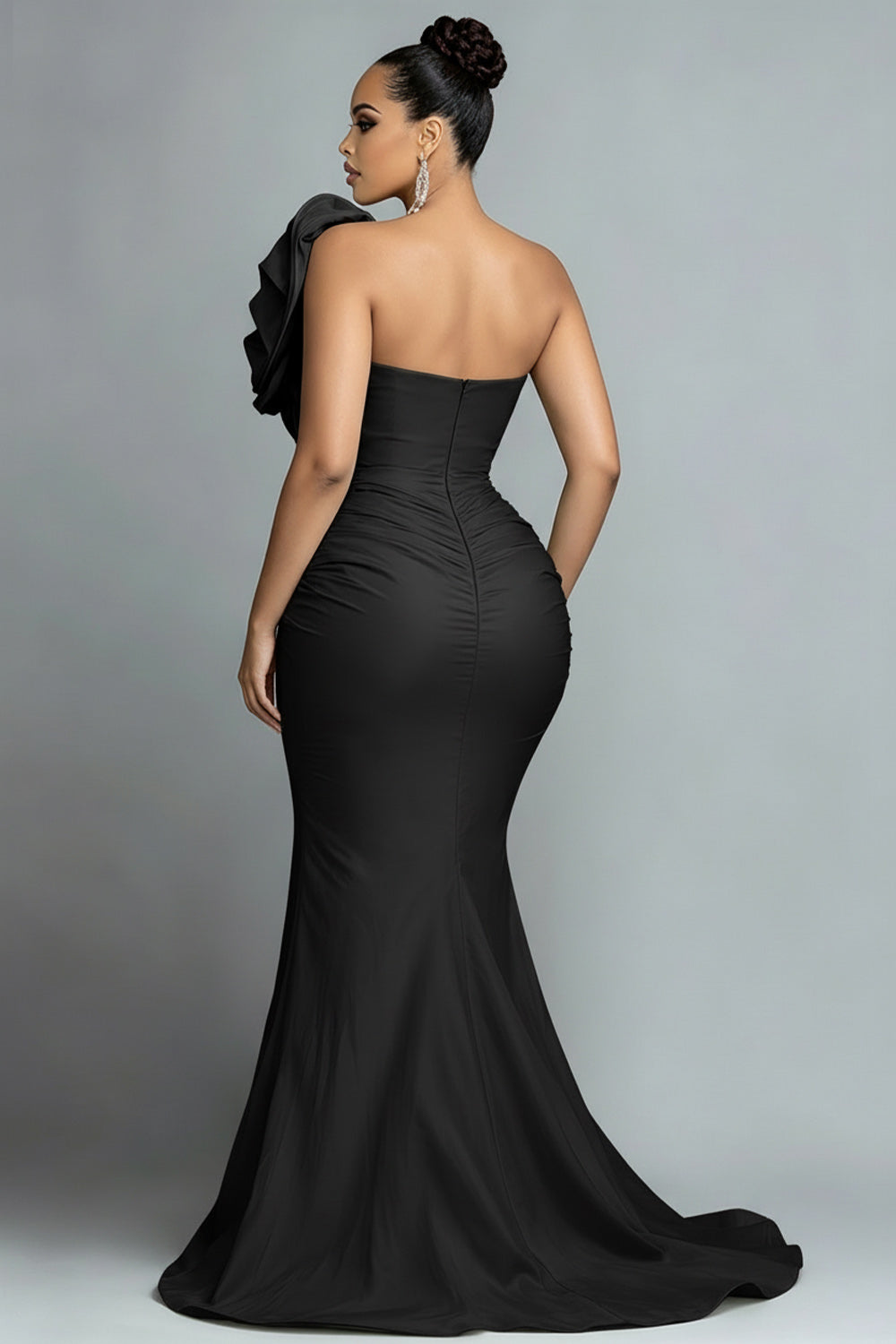 Sage Green Asymmetrical Collar One Shoulder Asymmetric Hem Irregular Hem Ruffle Satin Maxi Dresses