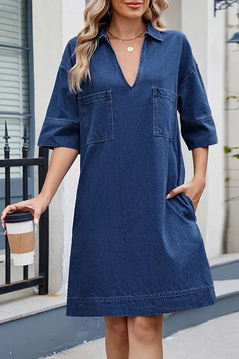 Hot Selling Women's Casual Washed Denim Dress