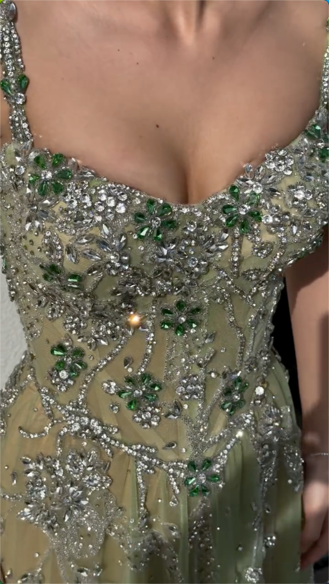 Multi-Color Floral Crystal Beaded Spaghetti Strap High Split Tulle Maxi Evening Dress, Formal Prom Pageant Gown