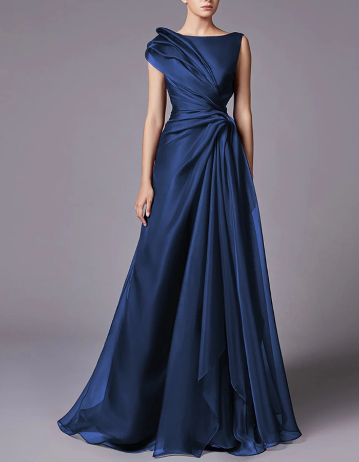 Sleeveless Cinched-Waist Floor-Length Maxi Dress