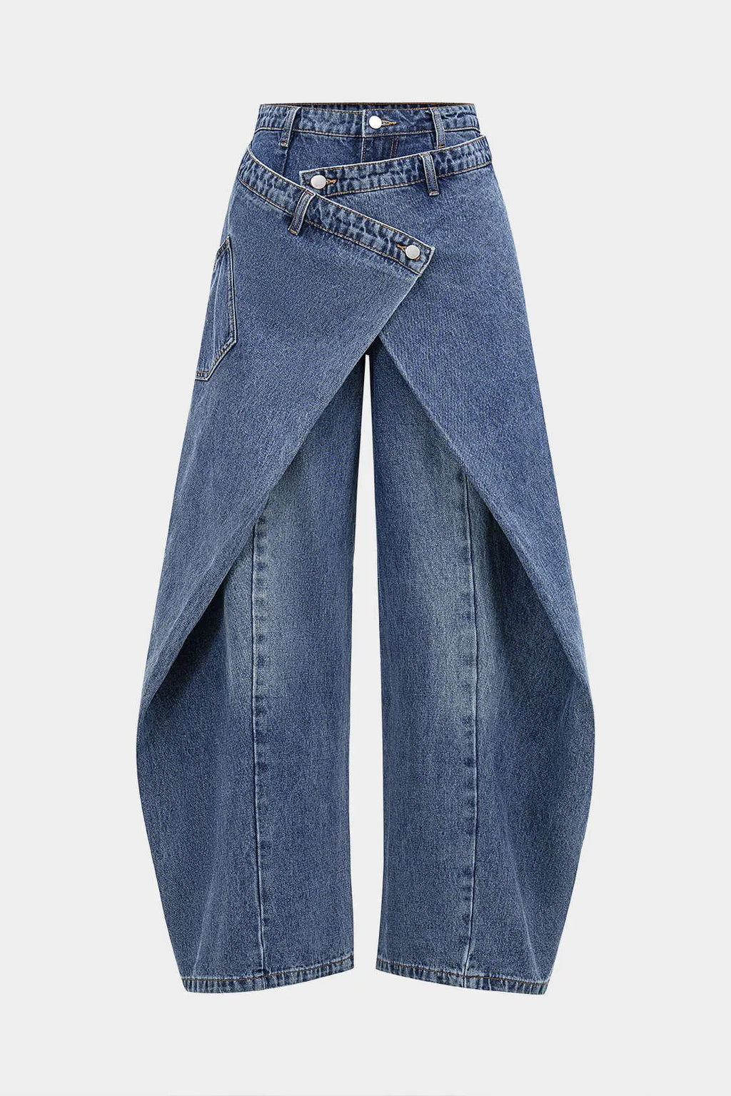 Women's Fashion Crossover-Style Wide-Leg Jeans