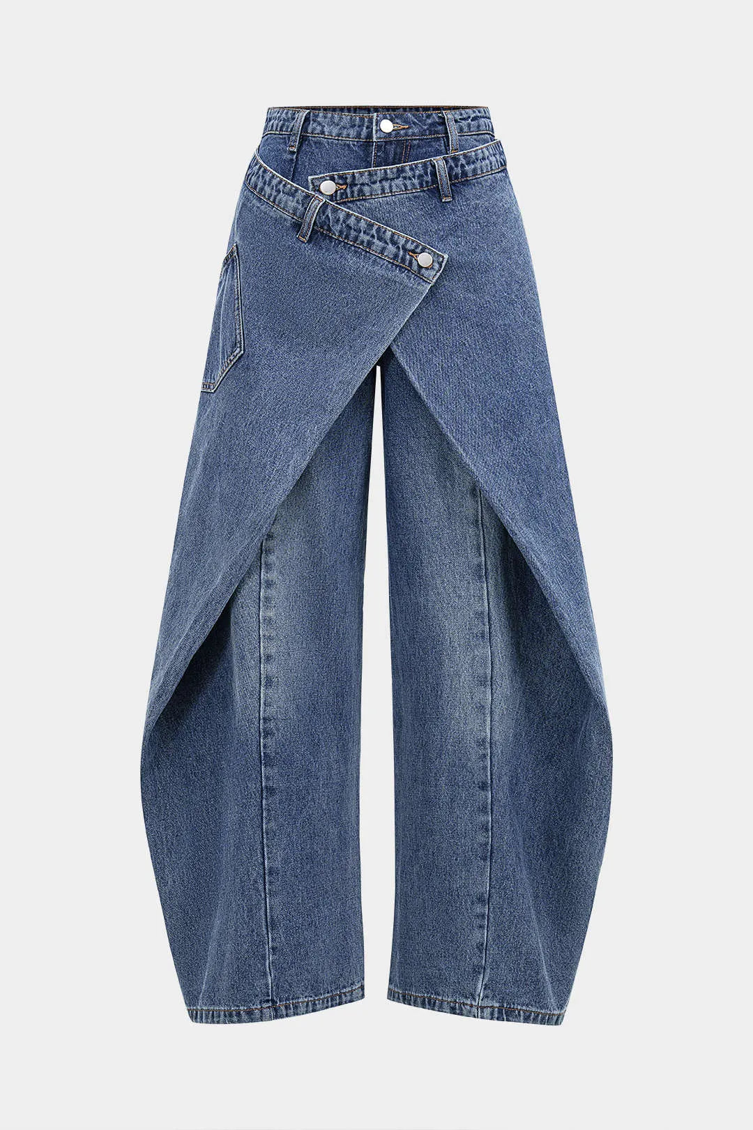 Women's Fashion Crossover-Style Wide-Leg Jeans
