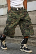 Men's Hot Selling Casual Camouflage Printed Loose Denim Shorts