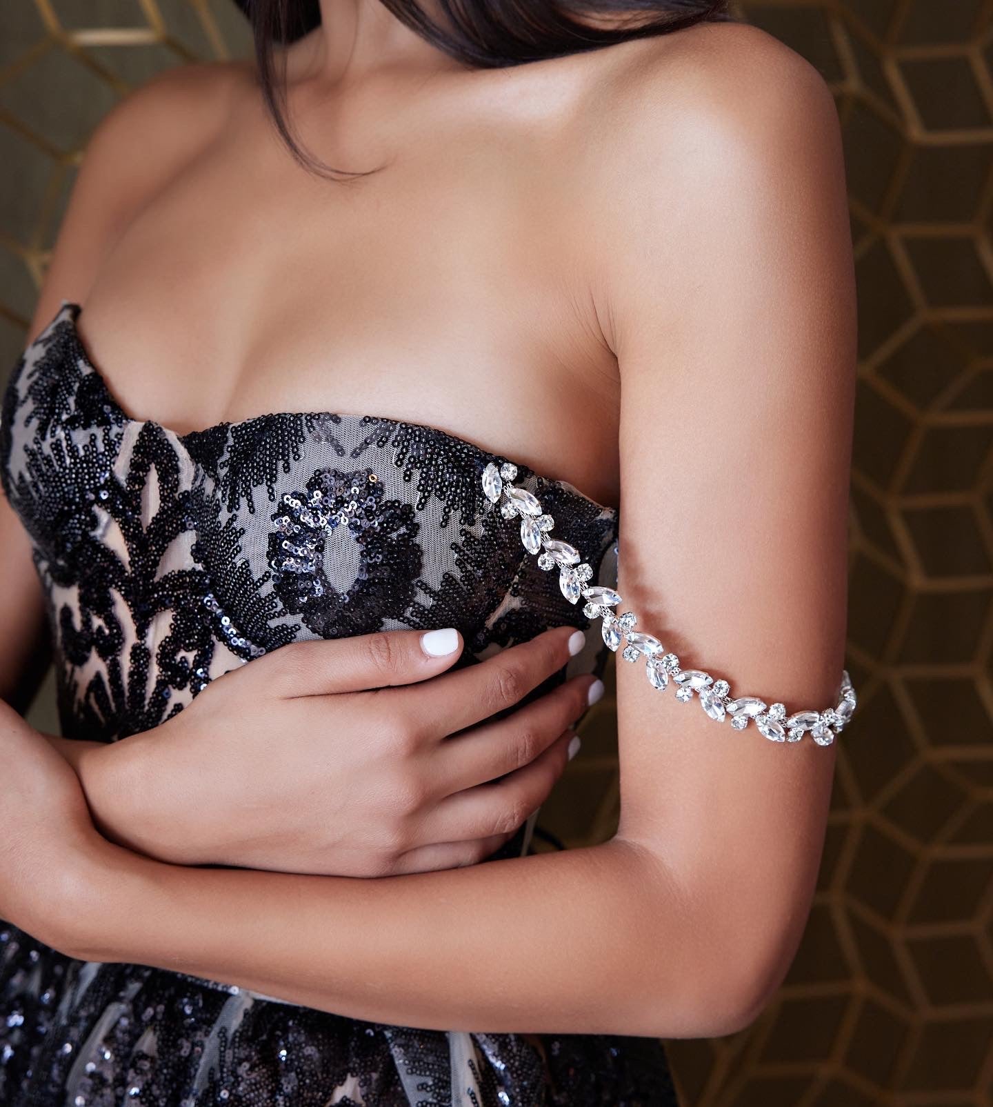 Black Sequin Strapless Mini Dress