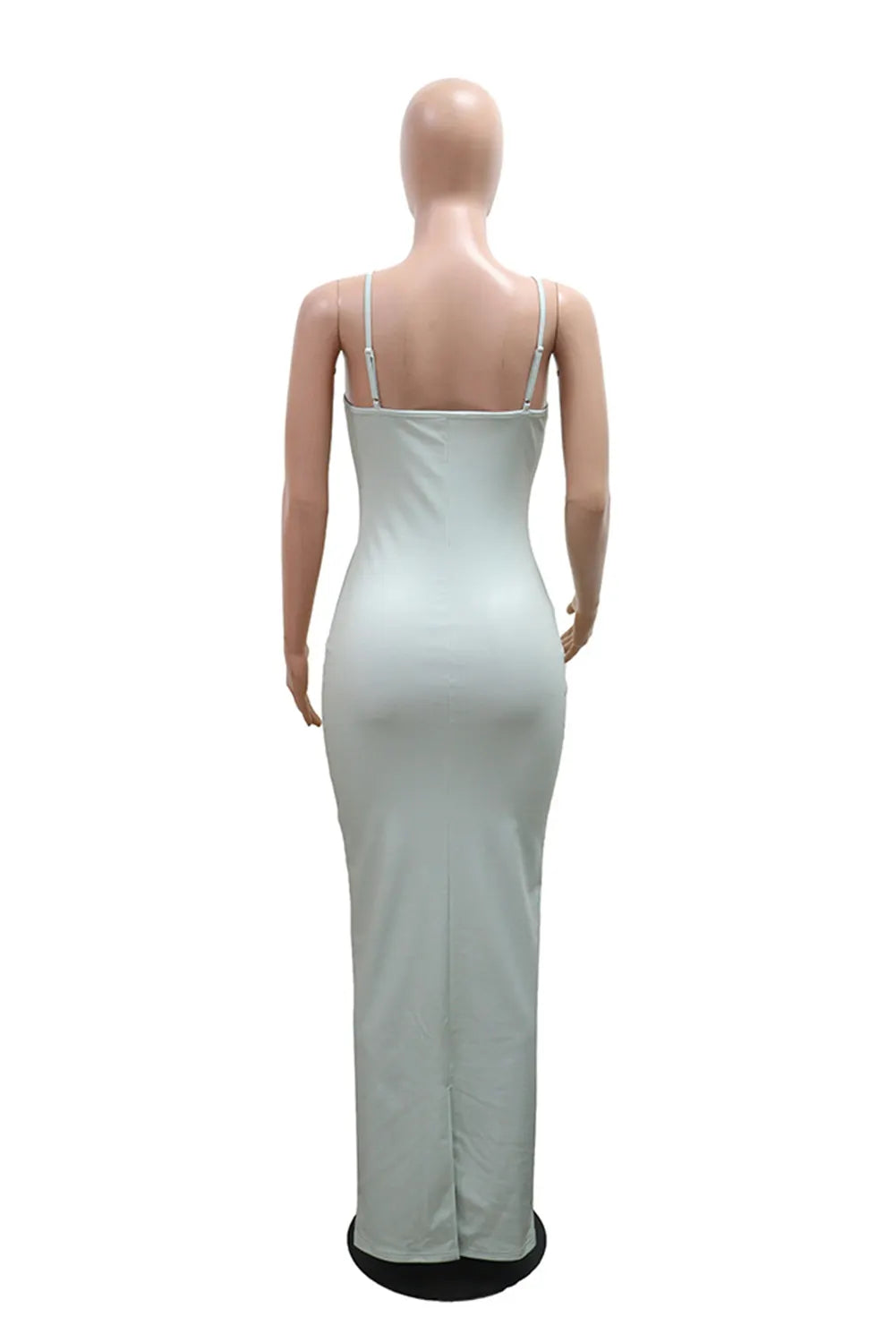 Spaghetti Strap Letter Print Back Slit Bodycon Casual Maxi Dresses-Yellow