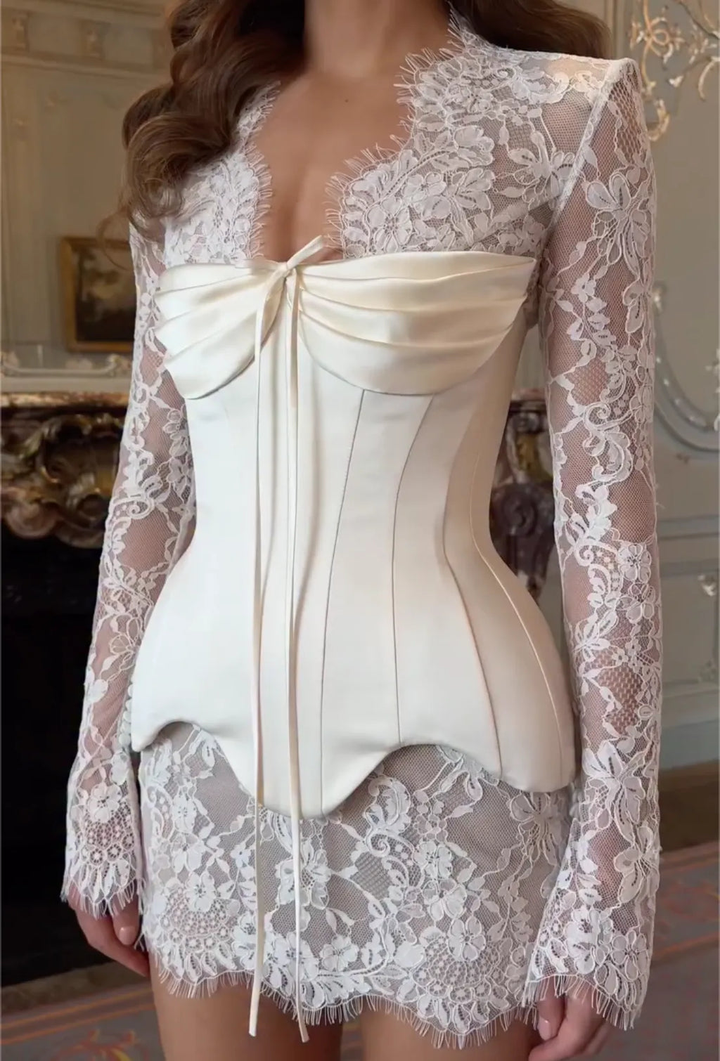 Ethereal Lace & Satin Corset Mini Dress