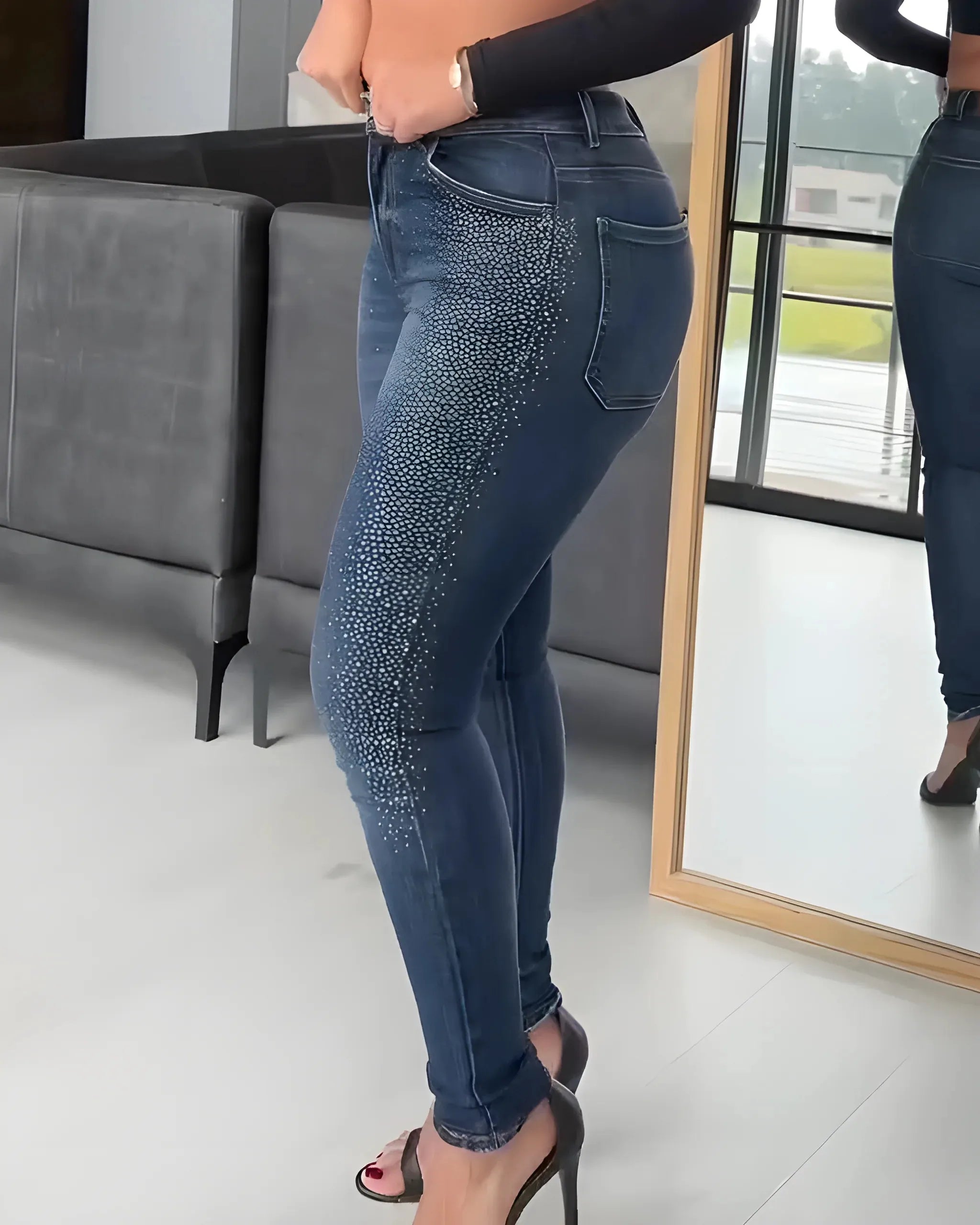 Women's Casual Rhinestone Skinny Jeans