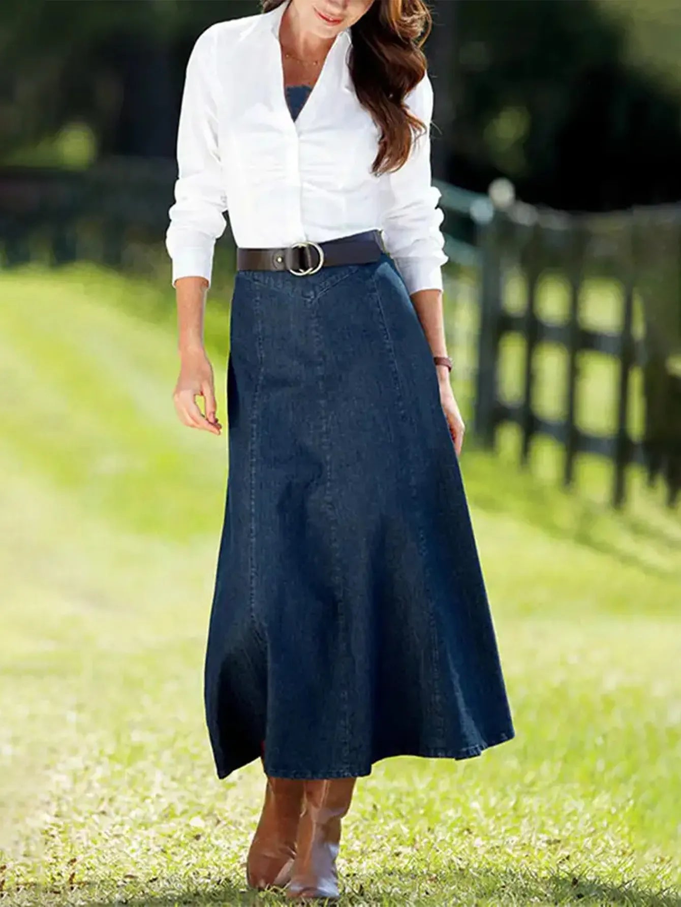 Casual A-line Light Washed Denim Skirt