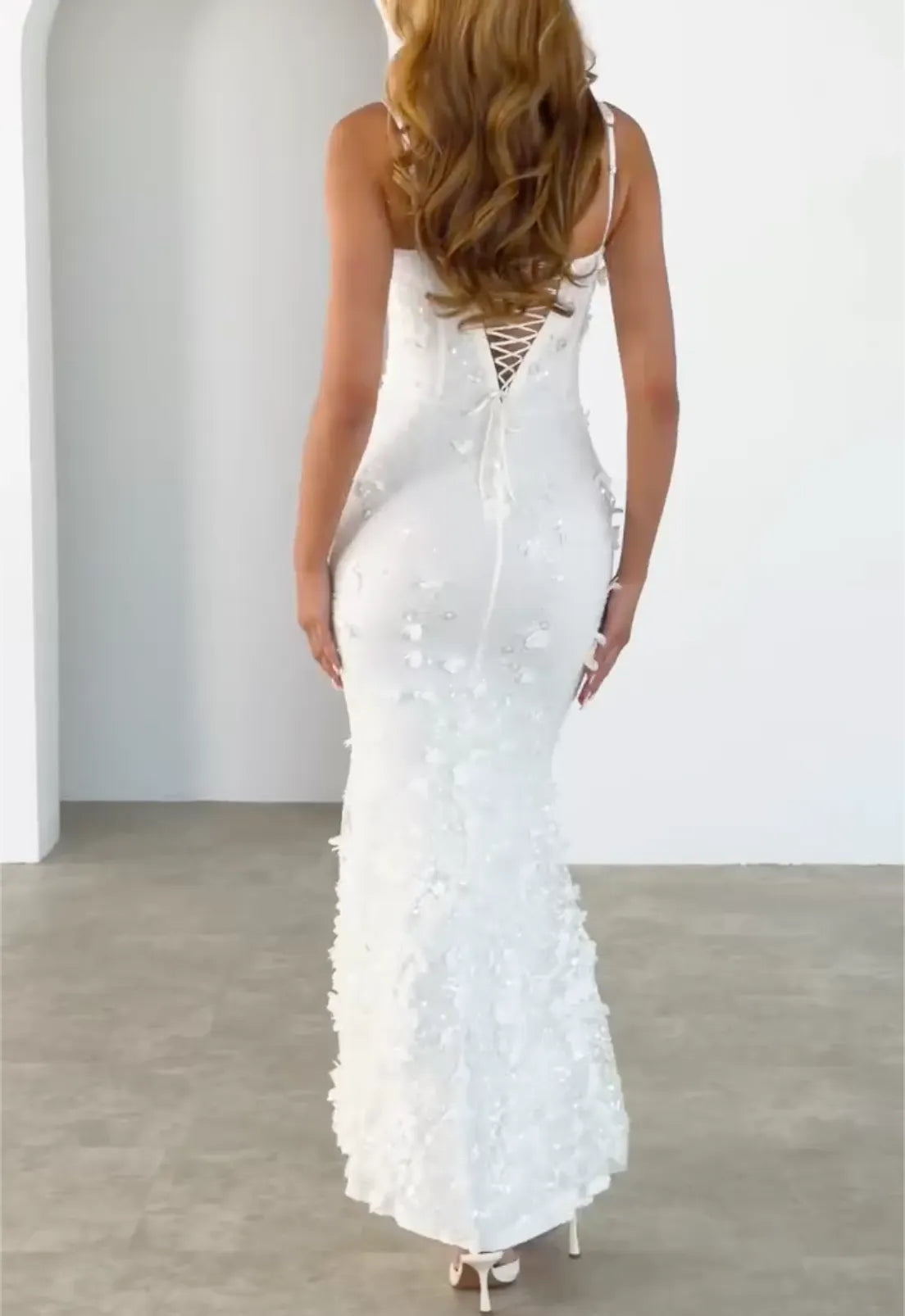 3-Color 3D Floral Corset Mermaid Maxi Dresses - Pink / White / Black Formal Evening Gowns