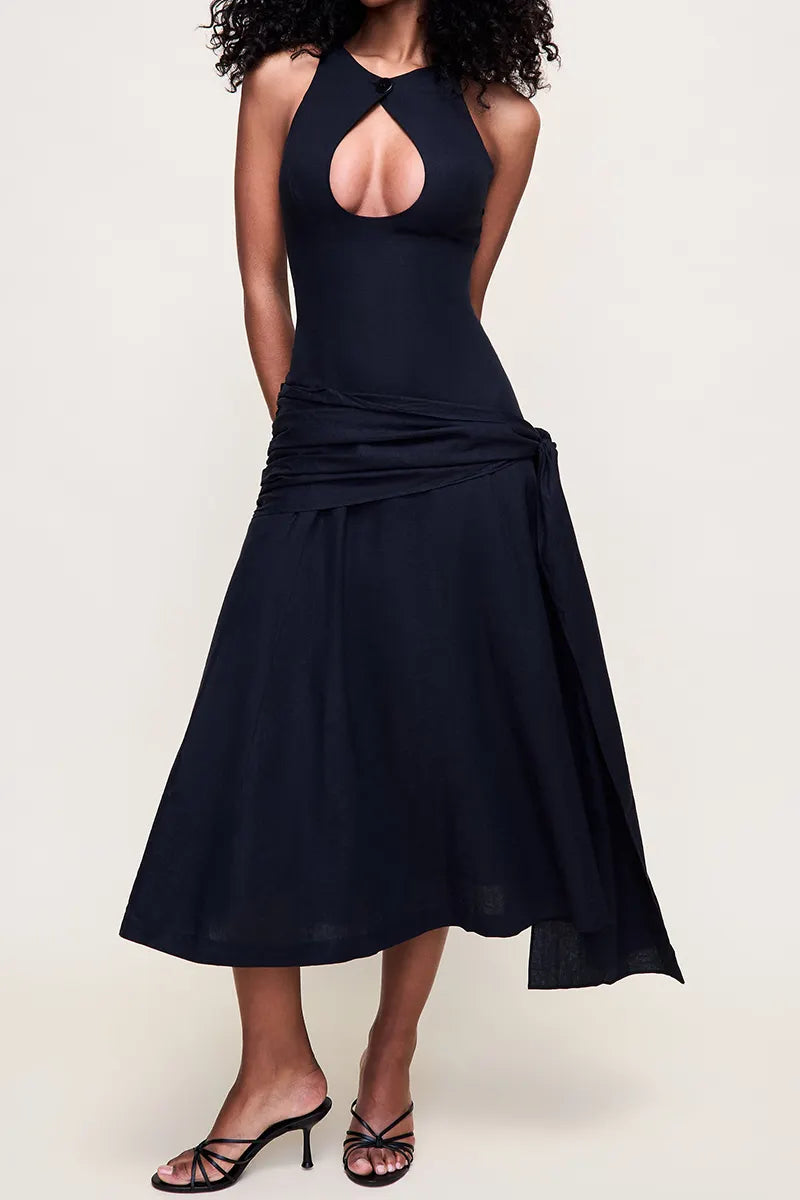 Women's Elegant Long Dress With Cutout Neckline