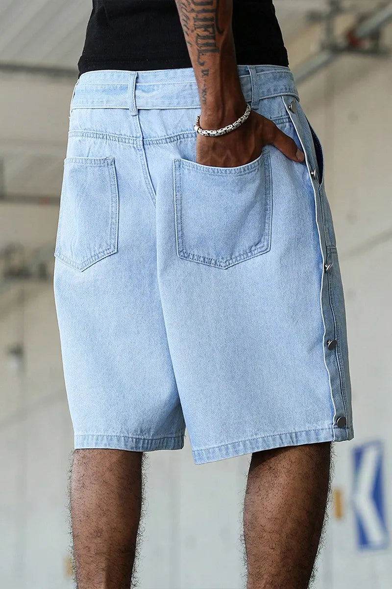 Men's Faded Washed Loose Fit Vintage Casual Denim Shorts
