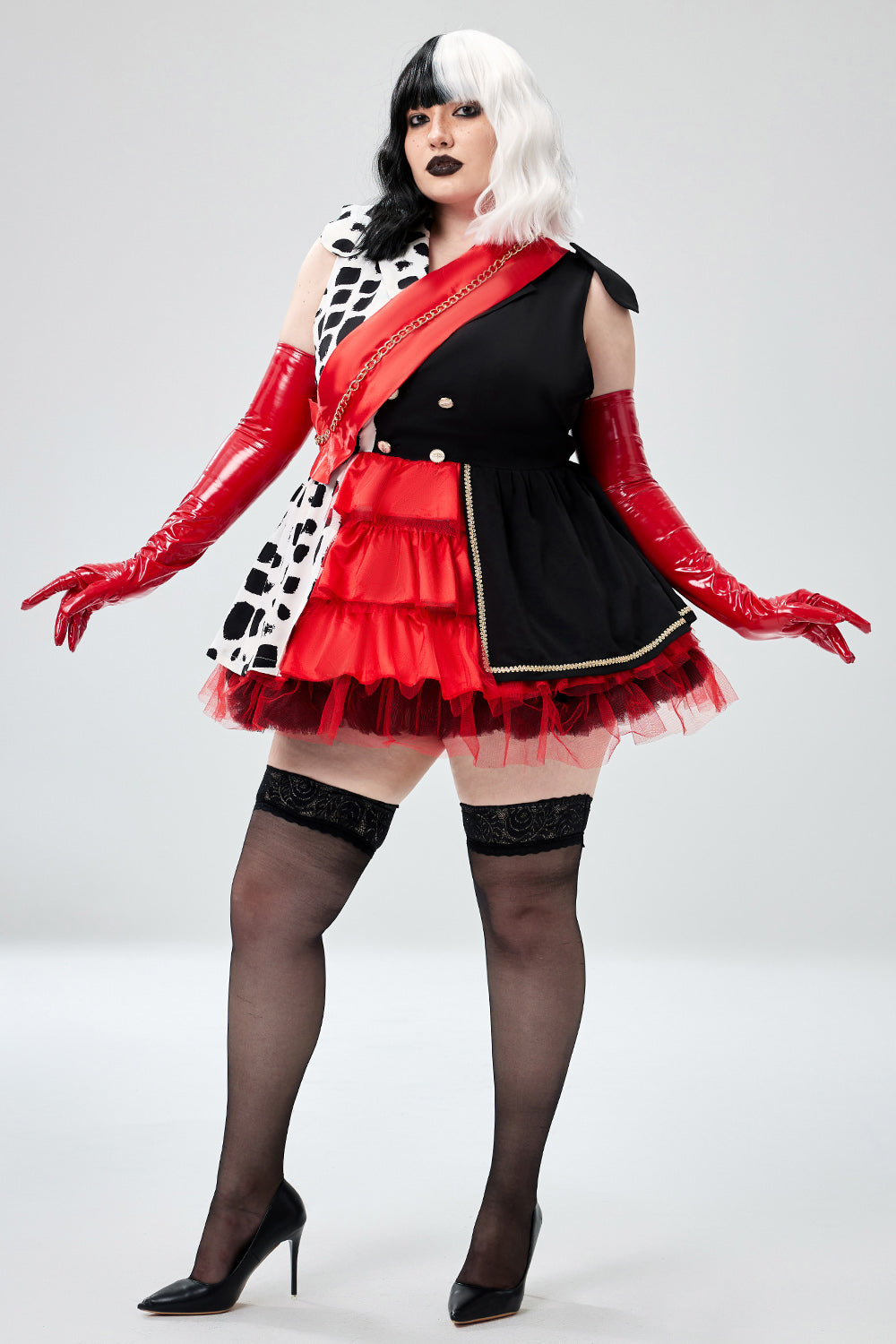 Halloween Costume Red Colorblock Tulle Mini Dress(Ships 24h)